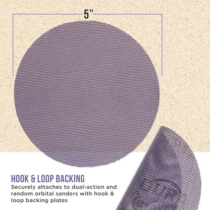 Dura-Gold Premium 240 Grit 5" Purple Ceramic Mesh Sanding Discs, Box of 30 - style: 240 Grit
