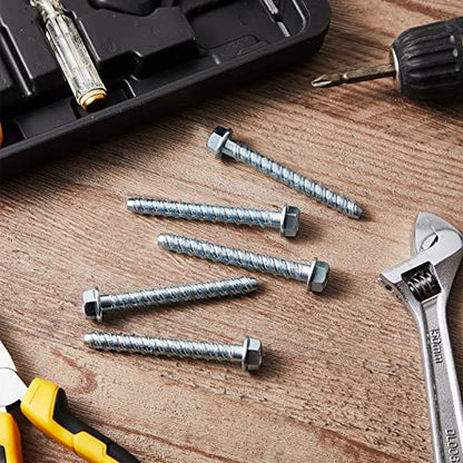 Dunzy 50 Pcs Zinc Plated Masonry Screws Concrete Anchors, 3/8" X 3"