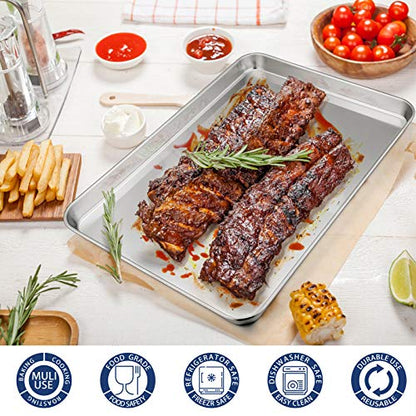P&P CHEF Baking Sheet Pan, Stainless Steel Cookie Sheet, 16 Inch & 2 Pcs - size: 16 Inch