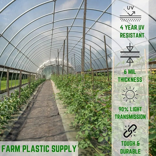 Farm Plastic Supply 4 Year Clear 6 mil Greenhouse Plastic Sheeting - Clear Sheeting, Polyethylene Film, Transparent Plastic Film for Greenhouse (36' x 75')