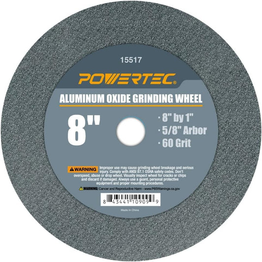 POWERTEC Bench Grinder Wheel 8 Inch 60 Grit, Aluminum Oxide Grinding Wheel for Bench Pedestal Grinder, 1" Thick 5/8" Arbor, Sharpening & Shaping Drill Bits, Blade, and Chisel (15517) (Pack of 10) - size: 60 Grit (Pack of 10), style: 8" AO Wheels, 60 Grit