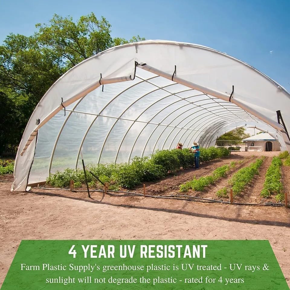 Farm Plastic Supply 4 Year Clear 6 mil Greenhouse Plastic Sheeting - Clear Sheeting, Polyethylene Film, Transparent Plastic Film for Greenhouse (36' x 75')