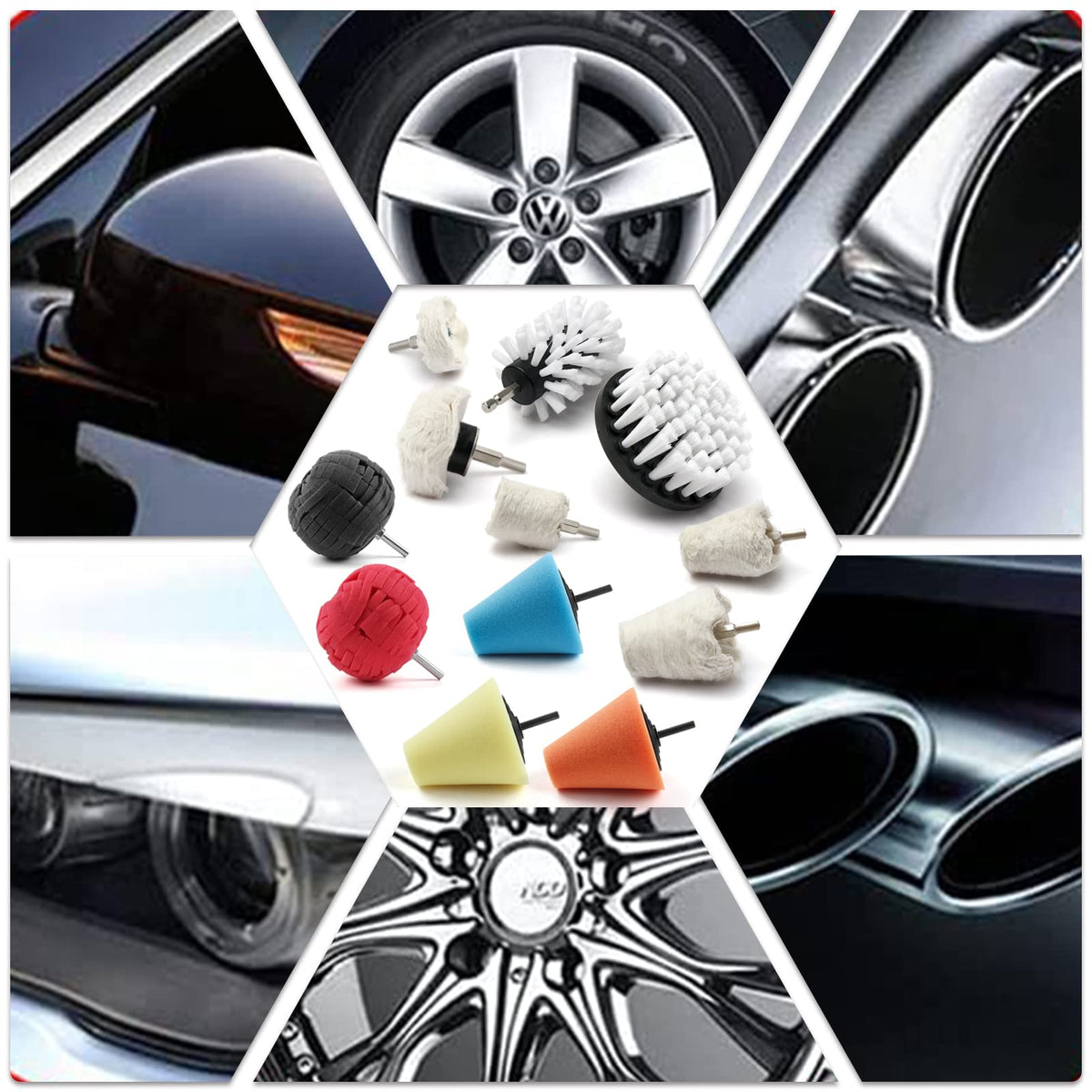 Polishing Pad Buffing Wheel Kit 12 Pack, Polishing Ball for Drill,for Car Care Metal Aluminum Stainless Steel Chrome Wood Plastic Ceramic Glass Woods Fabric Cotton Machine Jewelry - size: 12 PACK
