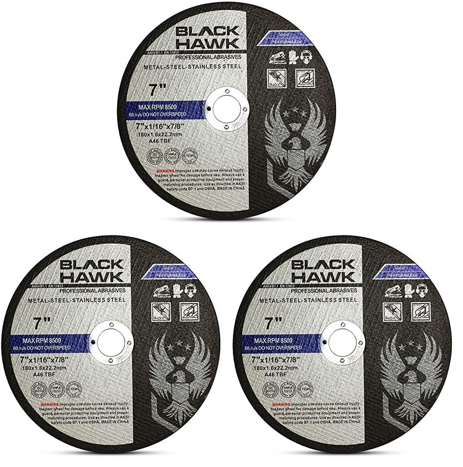 BHA 7" x1/16 x7/8" Cut-Off Wheels for Metal & Stainless - 75 Pack - size: 7” x 1/16” x 7/8” (Pack of 3)