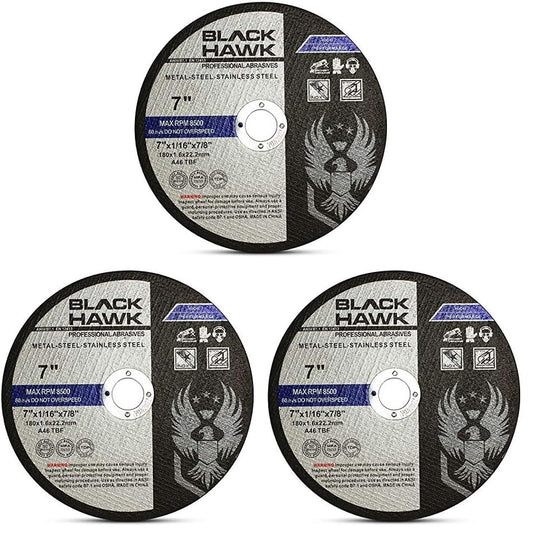 BHA 7" x1/16 x7/8" Cut-Off Wheels for Metal & Stainless - 75 Pack - size: 7” x 1/16” x 7/8” (Pack of 3)