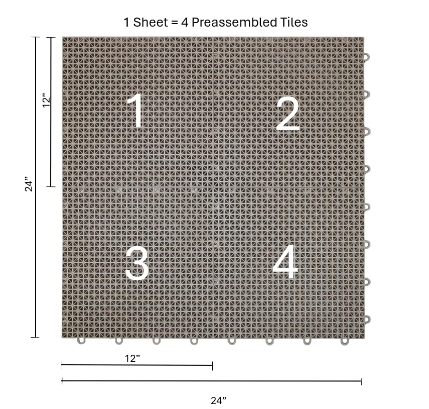 SnapLock DuraGrid 12"x12" Interlocking Deck Tiles, 40 Pack, Beige - color: Beige, size: 40 Pack