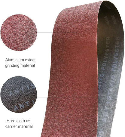 6 x 48 Inch 400 Grit Sanding Belt | Premium Aluminum Oxide Sanding Belt | Premium Sander Sandpaper - 6 Pack - size: 400 Grit
